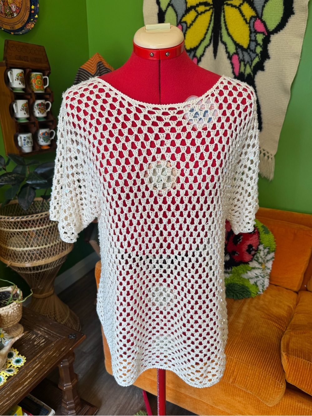 Handmade White Crochet Open Knit Women’s Top